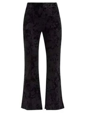 GANNI Paisley-debossed velvet flared trousers